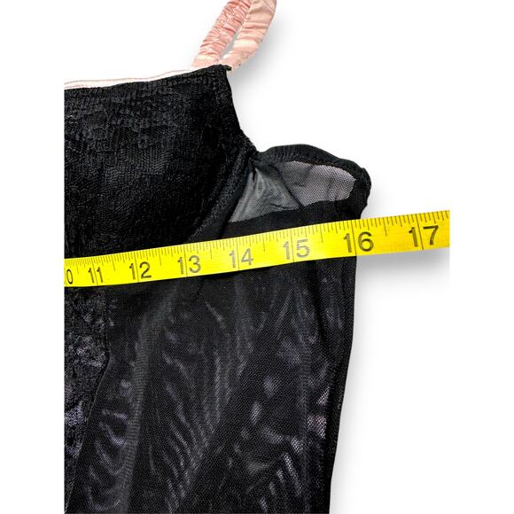 Essentials by ABS Black Lace & Mesh Babydoll Lingerie Size Large - Picture 3 of 8